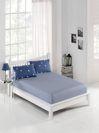 L'essentiel linge de maison Juego de Sábanas Doble 65% Algodón 35% Poliéster Azul y Blanco 160x200+20 cm